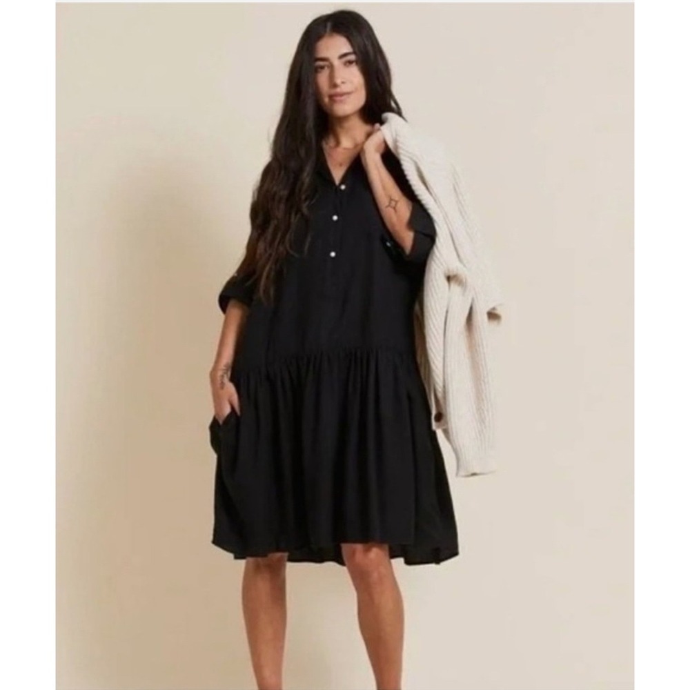 Grayson By Frank & Eileen The Changemaker Shirt Dress Size 3 Med Black Lagenlook
